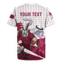Personalized Qatar Soccer Rugby Jersey Arabian Oryx Football Mascot - Comic Art Geometric