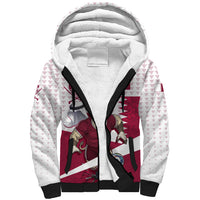 Personalized Qatar Soccer Sherpa Hoodie Arabian Oryx Football Mascot - Comic Art Geometric