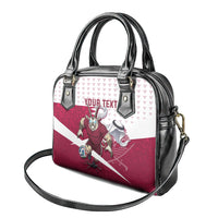 Personalized Qatar Soccer Shoulder Handbag Arabian Oryx Football Mascot - Comic Art Geometric