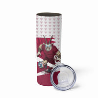 Personalized Qatar Soccer Skinny Tumbler Arabian Oryx Football Mascot - Comic Art Geometric