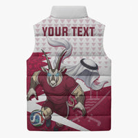 Personalized Qatar Soccer Sleeveless Puffer Jacket Arabian Oryx Football Mascot - Comic Art Geometric