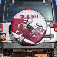 Personalized Qatar Soccer Spare Tire Cover Arabian Oryx Football Mascot - Comic Art Geometric
