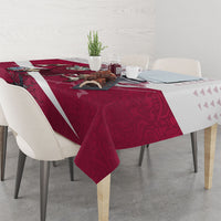 Personalized Qatar Soccer Tablecloth Arabian Oryx Football Mascot - Comic Art Geometric