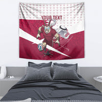 Personalized Qatar Soccer Tapestry Arabian Oryx Football Mascot - Comic Art Geometric