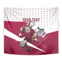 Personalized Qatar Soccer Tapestry Arabian Oryx Football Mascot - Comic Art Geometric
