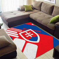 Slovakia – Red Blue White Geometric Flag Design Area Rug with National Crest