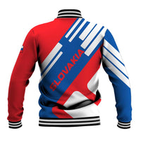 Slovakia – Red Blue White Geometric Flag Design Baseball Jacket with National Crest