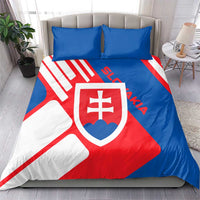 Slovakia – Red Blue White Geometric Flag Design Bedding Set with National Crest