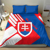 Slovakia – Red Blue White Geometric Flag Design Bedding Set with National Crest