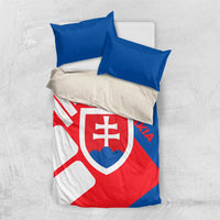 Slovakia – Red Blue White Geometric Flag Design Bedding Set with National Crest
