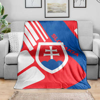 Slovakia – Red Blue White Geometric Flag Design Blanket with National Crest