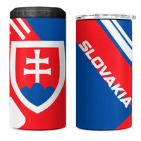 Slovakia – Red Blue White Geometric Flag Design 4 in 1 Can Cooler Tumbler with National Crest