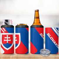 Slovakia – Red Blue White Geometric Flag Design 4 in 1 Can Cooler Tumbler with National Crest