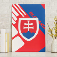 Slovakia – Red Blue White Geometric Flag Design Canvas Wall Art with National Crest