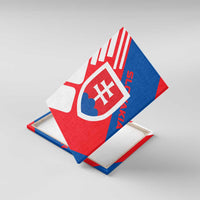 Slovakia – Red Blue White Geometric Flag Design Canvas Wall Art with National Crest