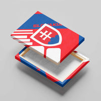 Slovakia – Red Blue White Geometric Flag Design Canvas Wall Art with National Crest