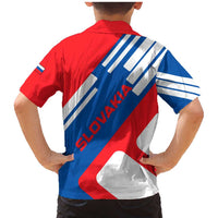 Slovakia – Red Blue White Geometric Flag Design Family Matching Mermaid Dress and Hawaiian Shirt with National Crest