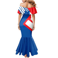 Slovakia – Red Blue White Geometric Flag Design Family Matching Mermaid Dress and Hawaiian Shirt with National Crest