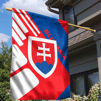 Slovakia – Red Blue White Geometric Flag Design Garden Flag with National Crest