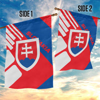 Slovakia – Red Blue White Geometric Flag Design Garden Flag with National Crest
