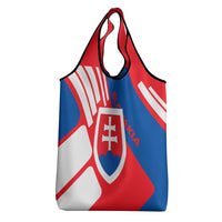 Slovakia – Red Blue White Geometric Flag Design Grocery Bag with National Crest