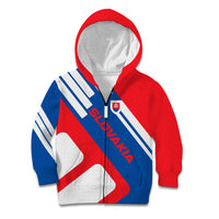 Slovakia – Red Blue White Geometric Flag Design Kid Hoodie with National Crest