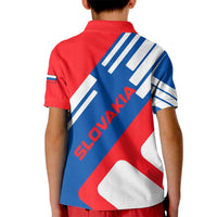 Slovakia – Red Blue White Geometric Flag Design Kid Polo Shirt with National Crest