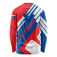 Slovakia – Red Blue White Geometric Flag Design Long Sleeve Shirt with National Crest