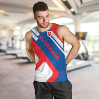 Slovakia – Red Blue White Geometric Flag Design Men Tank Top with National Crest