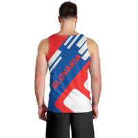 Slovakia – Red Blue White Geometric Flag Design Men Tank Top with National Crest