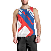Slovakia – Red Blue White Geometric Flag Design Men Tank Top with National Crest