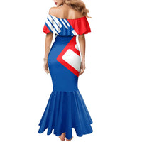 Slovakia – Red Blue White Geometric Flag Design Mermaid Dress with National Crest