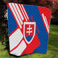Slovakia – Red Blue White Geometric Flag Design Quilt with National Crest