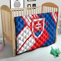Slovakia – Red Blue White Geometric Flag Design Quilt with National Crest