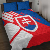 Slovakia – Red Blue White Geometric Flag Design Quilt Bed Set with National Crest