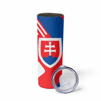 Slovakia – Red Blue White Geometric Flag Design Skinny Tumbler with National Crest