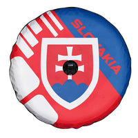 Slovakia – Red Blue White Geometric Flag Design Spare Tire Cover with National Crest
