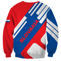 Slovakia – Red Blue White Geometric Flag Design Sweatshirt with National Crest