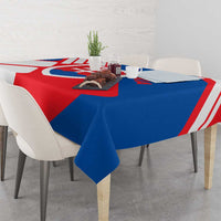 Slovakia – Red Blue White Geometric Flag Design Tablecloth with National Crest