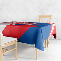 Slovakia – Red Blue White Geometric Flag Design Tablecloth with National Crest