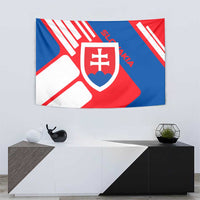 Slovakia – Red Blue White Geometric Flag Design Tapestry with National Crest