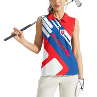 Slovakia – Red Blue White Geometric Flag Design Women Sleeveless Polo Shirt with National Crest