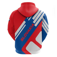 Slovakia – Red Blue White Geometric Flag Design Zip Hoodie with National Crest