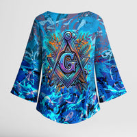 Prince Hall Freemasonry Kimono Sleeve Blouse Compasses Masonic Art - Urban Graffiti Style
