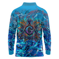 Prince Hall Freemasonry Long Sleeve Polo Shirt Compasses Masonic Art - Urban Graffiti Style
