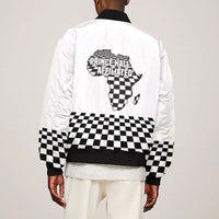 Prince Hall Affiliated Freemasonry Bomber Jacket Classic Masonic Pillars Boaz Jachin Checkerboard Africa Map