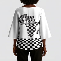Prince Hall Affiliated Freemasonry Kimono Sleeve Blouse Classic Masonic Pillars Boaz Jachin Checkerboard Africa Map
