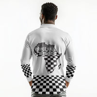 Prince Hall Affiliated Freemasonry Long Sleeve Polo Shirt Classic Masonic Pillars Boaz Jachin Checkerboard Africa Map