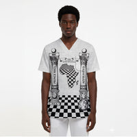 Prince Hall Affiliated Freemasonry Scrub Top Classic Masonic Pillars Boaz Jachin Checkerboard Africa Map