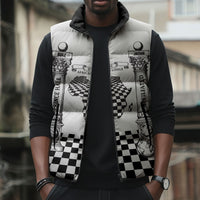 Prince Hall Affiliated Freemasonry Sleeveless Puffer Jacket Classic Masonic Pillars Boaz Jachin Checkerboard Africa Map